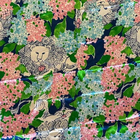 Lilly Pulitzer Floral and Lion Print Silk Scarf - Picture 2 of 5